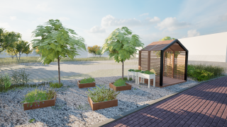 Wizulizacja Ekopracowni pod chmurką w SP im. Jana Pawła II  w Pisarzowicach  -Eko Przystanek